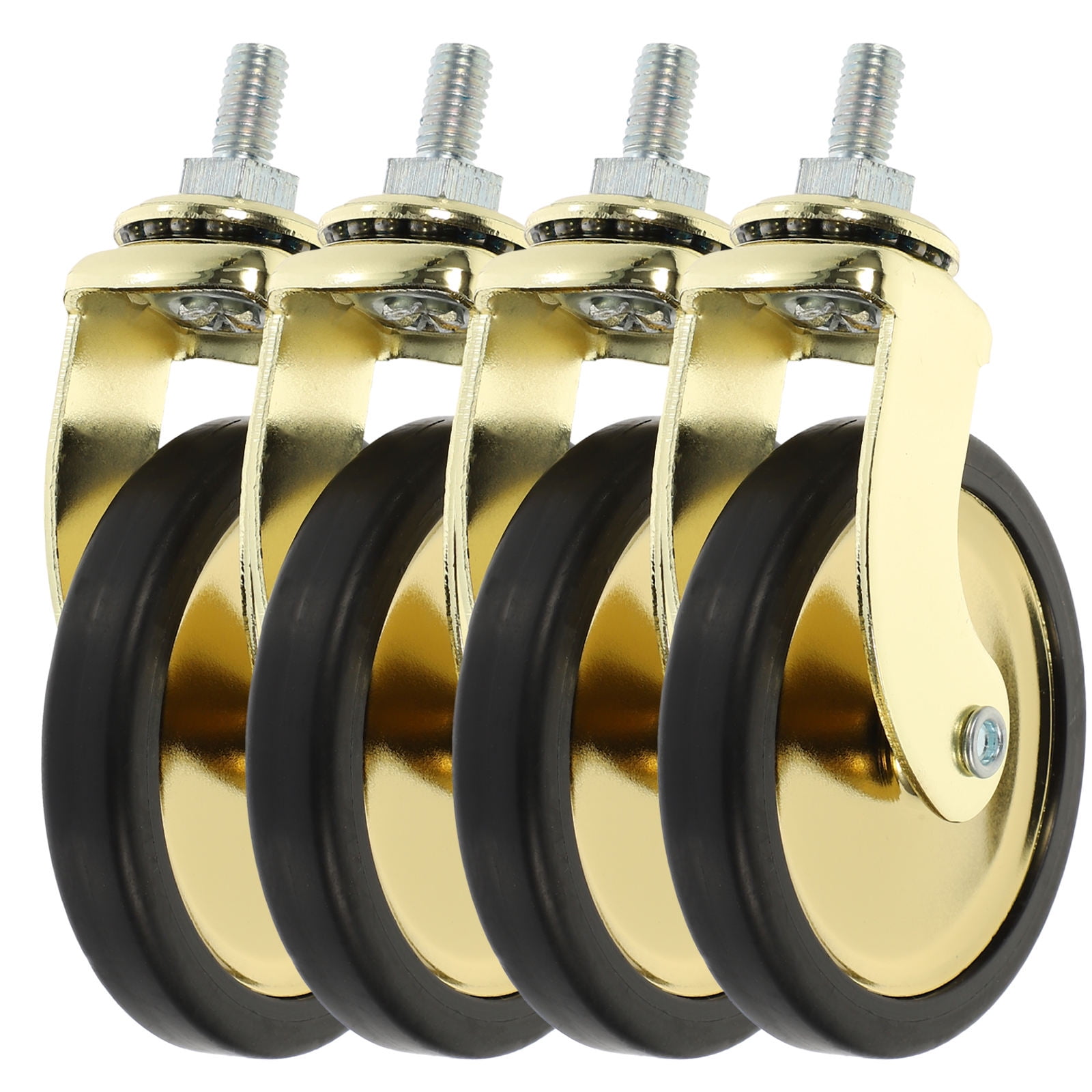 IBASETOY 4Pcs Golden Universal Caster Wheels for Furniture Smooth Roll Wear Resistant Office Chair Casters