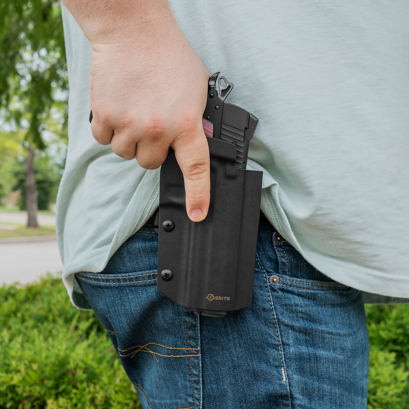 GRITR OWB Kydex Right Hand Pistol Holster Fits Railed 1911 Pistol Models