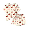 thumbnail image 4 of Cethrio Girls Summer Outfit Sets 2 Piece, Crew Neck Vacation Short Sleeve Kids' Clothing Sets Beige Size 10-12, 4 of 5