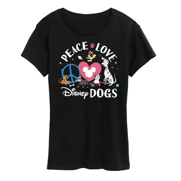 Disney Classics - Cats & Dogs - Peace Love Disney Dogs - Women's Short Sleeve Graphic T-Shirt