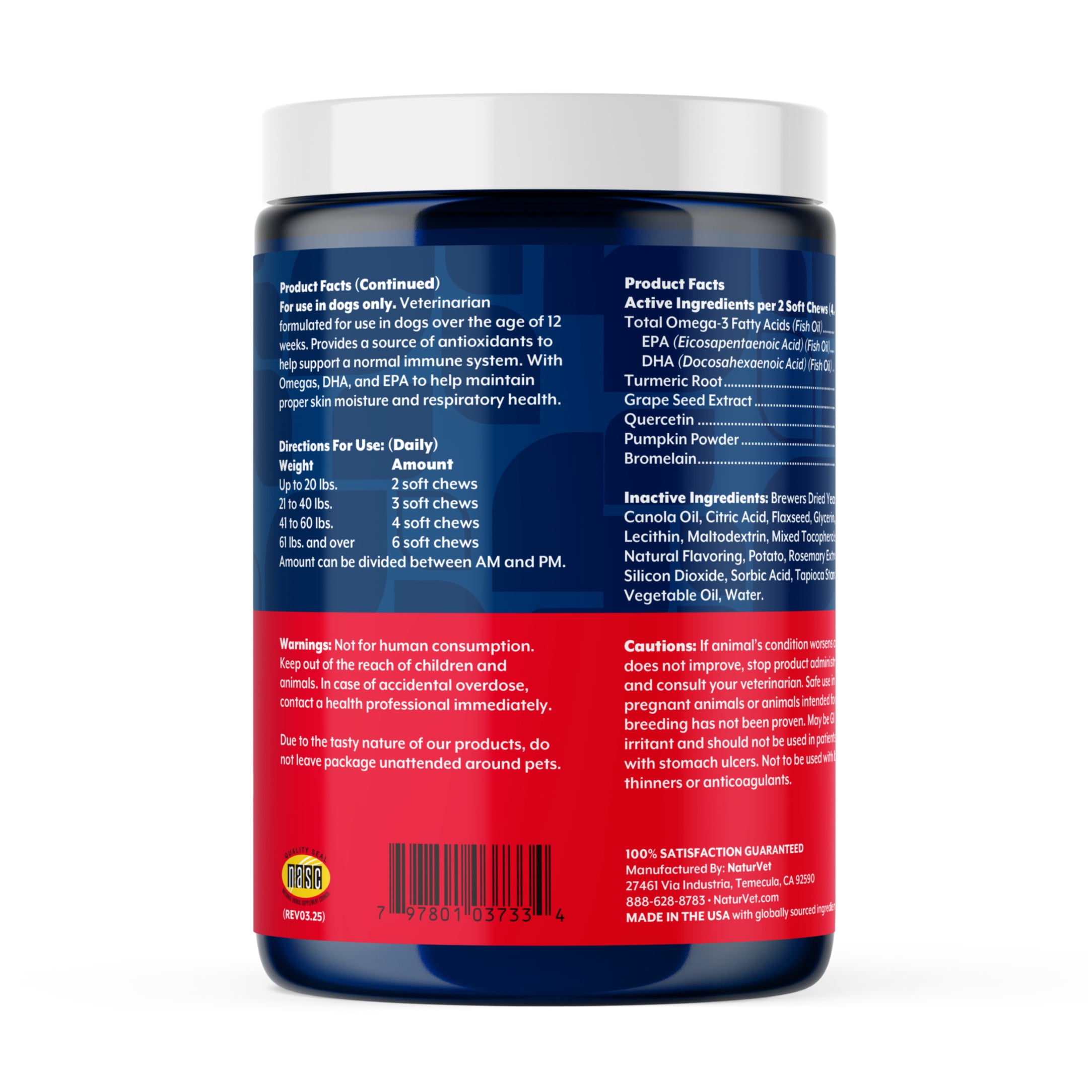 NaturVet Aller-911 Allergy Aid Supplements for Dogs, Bacon and Chicken Flavor, 180 Count