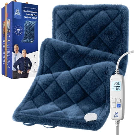 BOB AND BRAD Weighted Heating Pad for Back Pain Relief, Large 12x24 Electric Heat Pad with Auto Off, Deep Moist Heat & Hands-Free Strap for Cramps, Knee, Neck, Shoulder