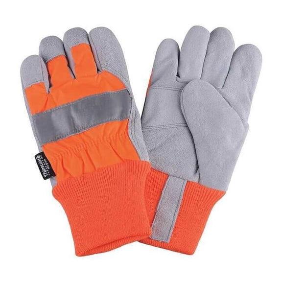 Condor Leather Palm Gloves,Hi-Vis Orange,S,PR 4NHF4