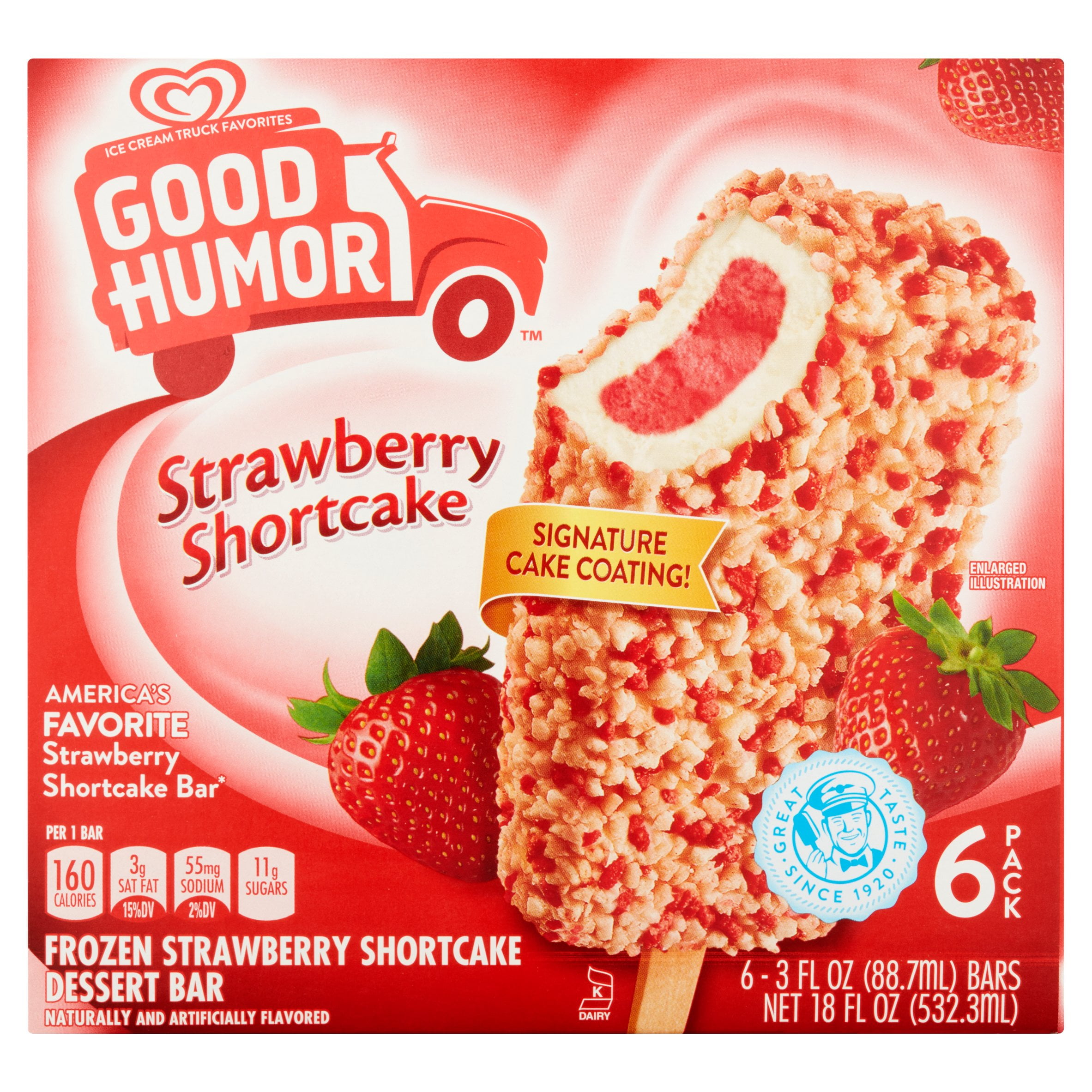 Good Humor Frozen Strawberry Shortcake Dessert Bar, 3 fl oz, 6 count by Unilever