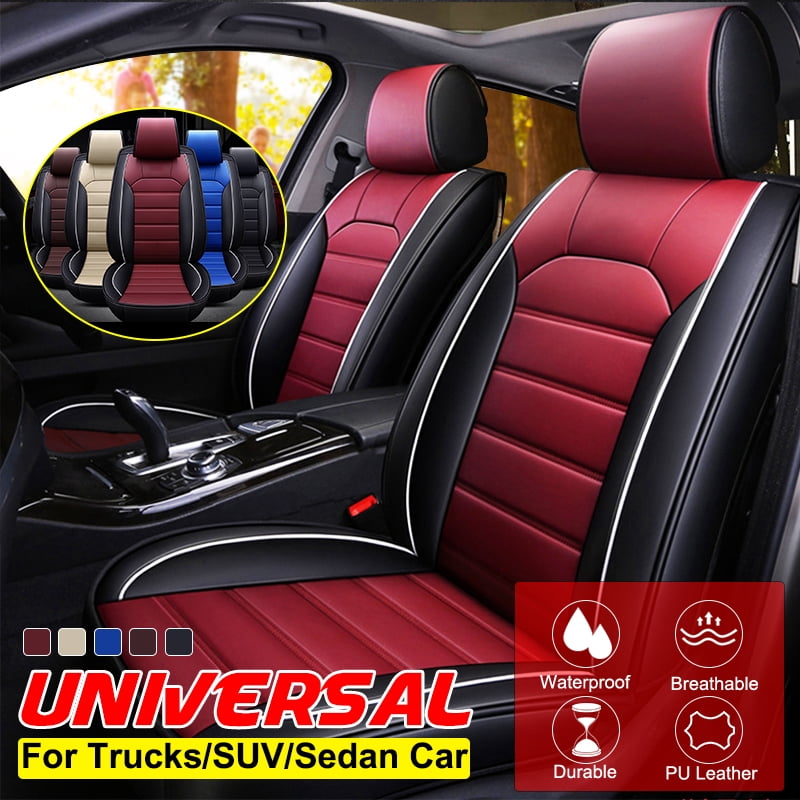 Universal Full Surround Luxury PU Leather Seat Cover Trucks SUV Sedan