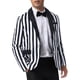 thumbnail image 4 of Blazer a rayas INSPIRE CHIC para hombre, chaqueta de traje de color contrastante de un solo botón, 2XL, negro y blanco, 4 of 5