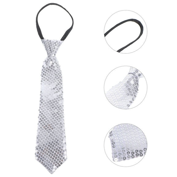 Masteelf Party Necktie Silver Sequin For Men Adults Teenagers Reusable Washable 1Pack