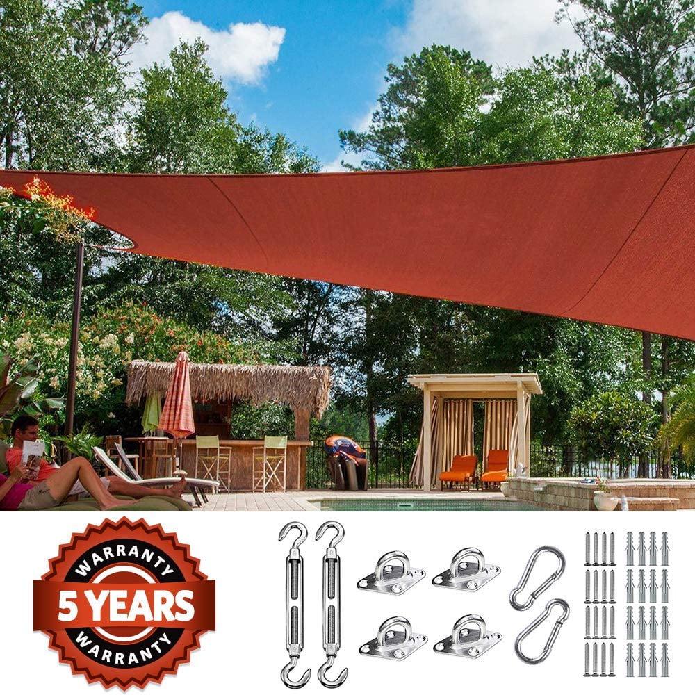 Quictent 26x20ft Terracotta & Hardware Kit Rectangle Sun Shade Sail