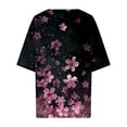 thumbnail image 4 of GERsome Women's Short Sleeve T Shirts Button V Neck Tops Casual Floral Tees Lightweight Soft Loose Fit Summer Shirts, Sizes S-2XL, 4 of 5