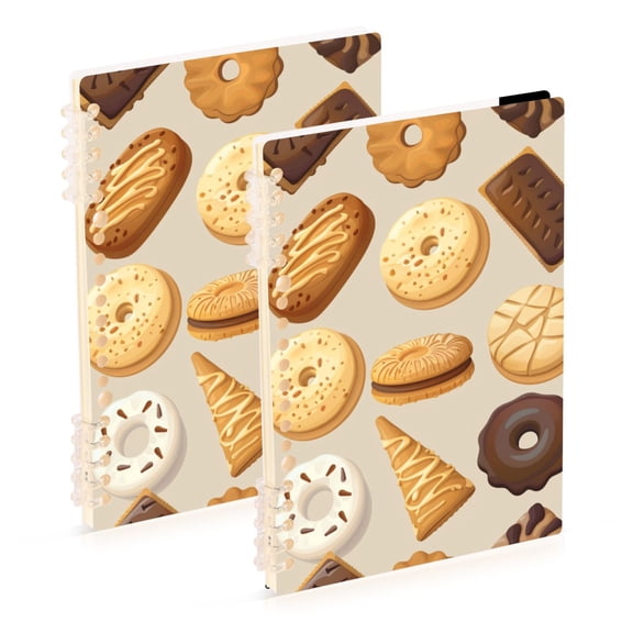 Cute Biscuits Ring Binder Notebook Journey Note Diary College Ruled Spiral Notebook Study Loose Leaf Paper A5 60 Pages