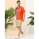 thumbnail image 4 of Lars Amadeus Camisa hawaiana de manga corta con botones y patchwork a rayas de verano para hombre Naranja multicolor L, 4 of 6