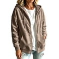 thumbnail image 4 of Guluxicc Fleece Hooded Jackets for Women Drawstring Full Zipper Long Sleeve Solid Athletic Jackets with Pockets for Workout Fall Winter Casual, 4 of 8