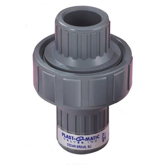 Plast-O-Matic CKM Series PVC Check Valve, Diaphragm Operated, For Corrosive Liquids, 1" NPT Female