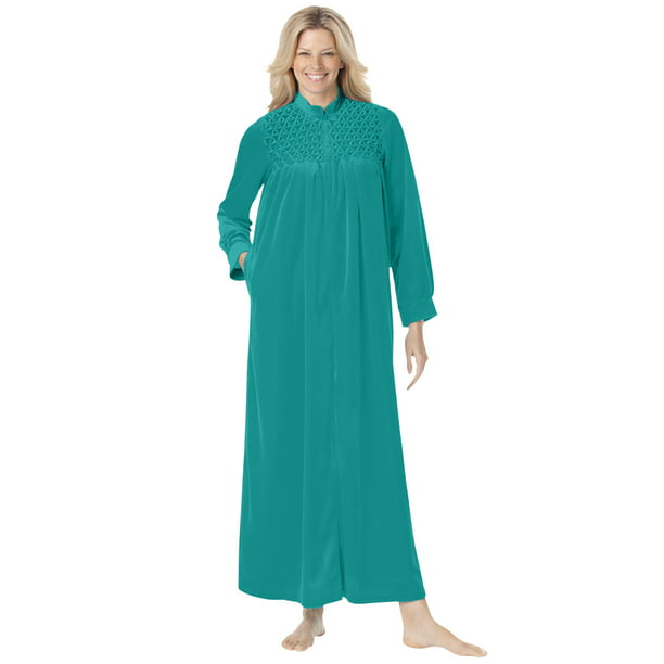 Only Necessities Necessities Women's Plus Size Smocked Velour Long Robe Robe 4X, Waterfall Blue - Walmart.com - Walmart.com