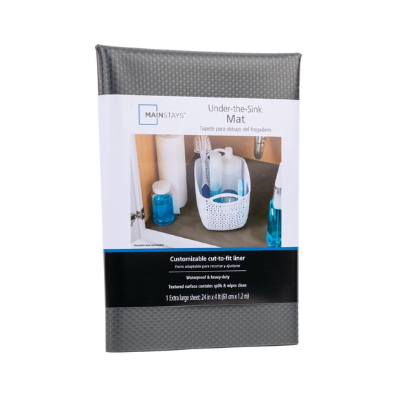 Mainstays Under-the-Sink Shelf Liner, Black, 24 in. x 4 ft. Roll
