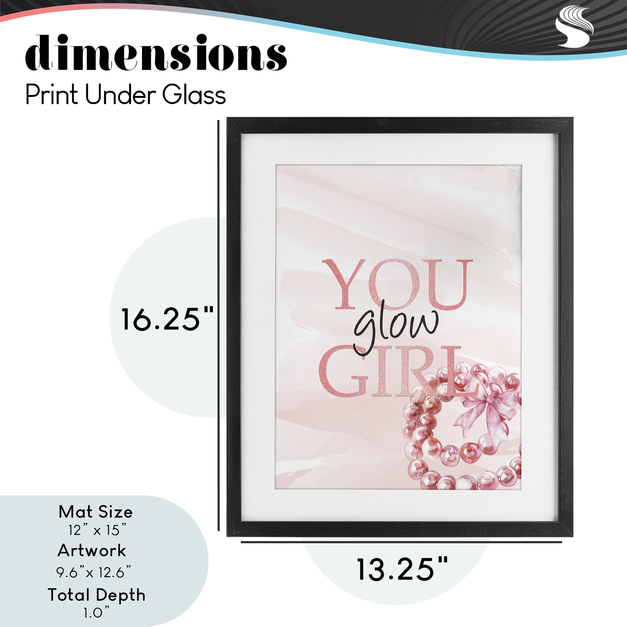 You Glow Girl Feminine Black Framed Print Under Glass, design by Kim Allen