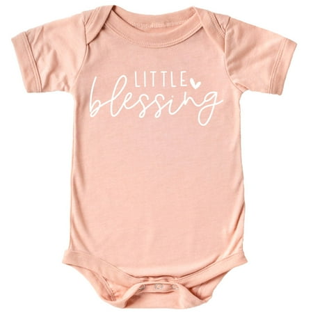 

Little Blessing Heart Newborn Baby Girls Outfit White on Peach Bodysuit Newborn