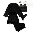 thumbnail image 3 of BONIXOOM Womens Christmas Pajamas Couples Christmas Pajamas Sleepwear Tie Long Sleeve Sleepwear Sets Solid Black L, 3 of 7