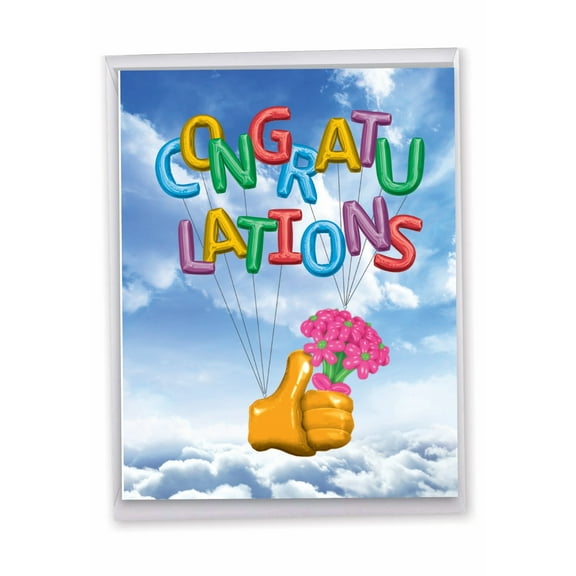 1 Big Funny Congratulations Card with Envelope (8.5 x 11 Inch) - Thumbs-Up Balloons Congratulations J6341CGG-US