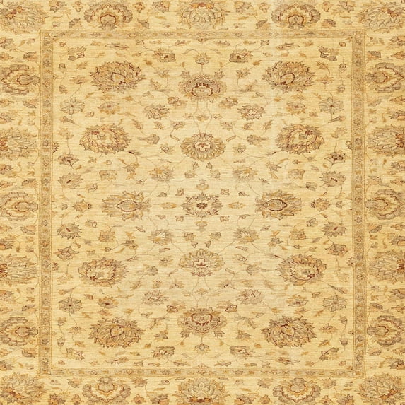 Ahgly Company Indoor Square Abstract Yellow Oriental Area Rugs, 3' Square