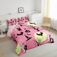 thumbnail image 2 of Homewish Pastel Halloween Scene Twin Comforter Sets,Owl Tree Cat Moon Print Bedding Set,Blush Pink Black,Pink Reversible,2 Pieces,1 Comforter and 1 Pillowcase, 2 of 7