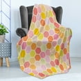 thumbnail image 4 of Geometric Soft Flannel Fleece Blanket, Hexagon Honeycomb Inspired Geometric Modules Contrast Pastel Tones Vintage Print, Cozy Plush for Indoor and Outdoor Use, 50" x 70", Multicolor, by Ambesonne, 4 of 5