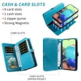 thumbnail image 3 of Asuwish Phone Case for Samsung Galaxy A71 5G Zipper Wallet Detachable Cell Cover with Tempered Glass Screen Protector Crossbody Lanyard Strap Flower Flip Card Holder A 71 G5 71A S71 Women Girls Blue, 3 of 7