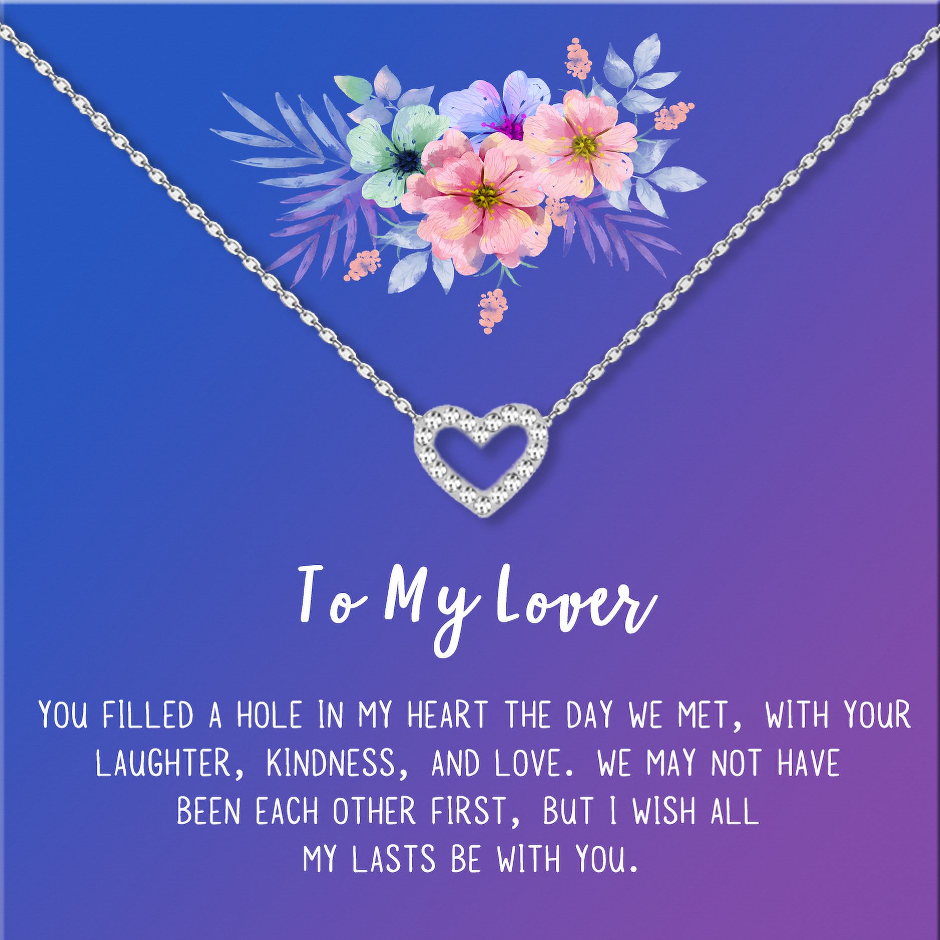 Anavia To My Lover Necklace Gift, Lover Birthday Gift, Mother's Day Gift, Proposal Gift, Card Gift for Girlfriend-[Silver Mini Crystal Heart, Blue-Purple Gift Card]