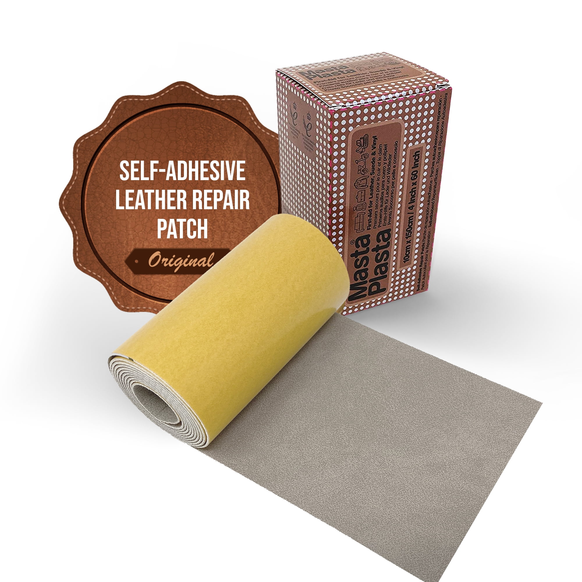MastaPlasta Instant SUEDE Repair Tape. Beige Suede 60ins x 4ins / 150cm  x10cm. Self-Adhesive Sticky Upholstery Repair on a Roll fixes sofas, car