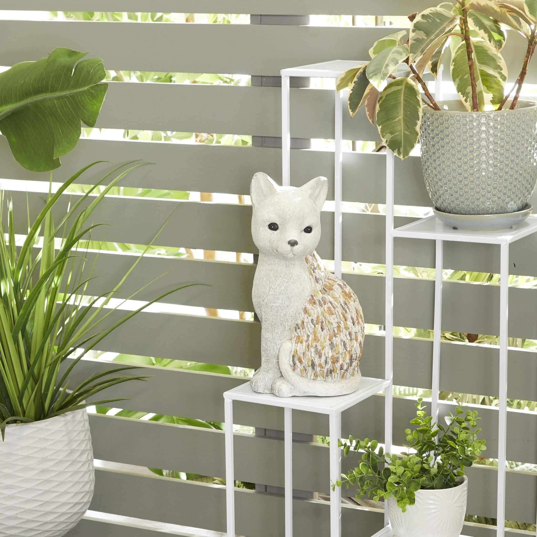 DecMode 14" Indoor Outdoor Cat Garden Sculpture