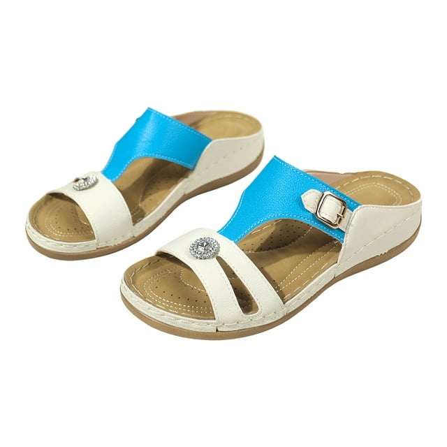 IUJSOY Comfort Orthotic Walking Sandals for Women Open Toe Slip on Anti-Slip Slides Summer Flats