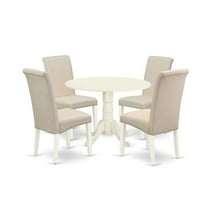 East West Furniture Dublin 5-piece Wood Dining Set in Linen White/Cream