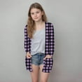 thumbnail image 2 of aohooy Cardigan Toddler Girl Plaid Lightweight Open Front Cardigans Shawl Collar Long Sleeve Oversized Outerwear Sweater with Pockets Purple,160, 2 of 6