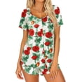 thumbnail image 2 of EKOUAER Button Pajamas For Women Round Necked Floral Pj Sets Casual Loungewear Short Sleeve Pajamas Comfy Outfits Soft Nightwear Red Flower, 2 of 4