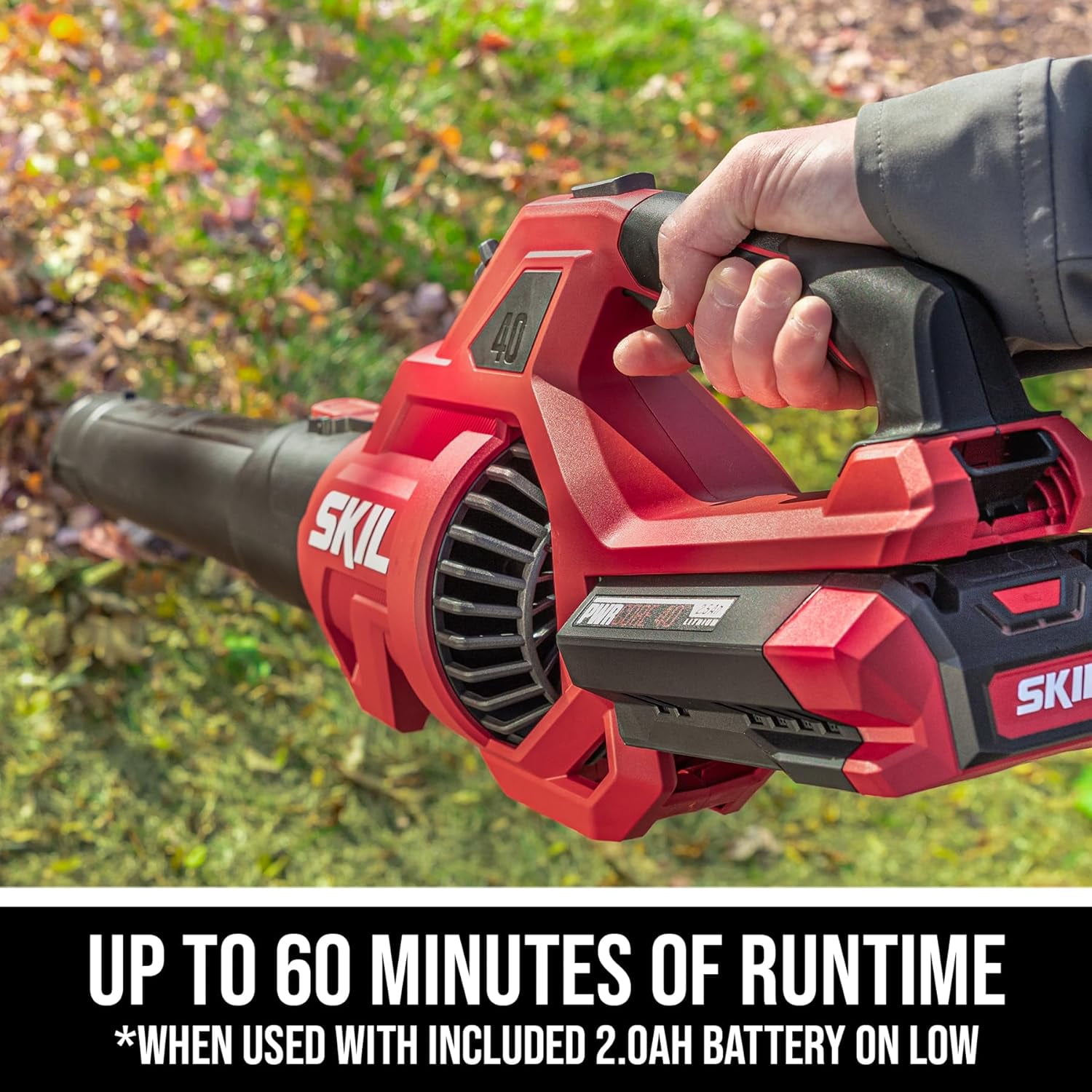 SKIL PWR CORE Brushless 40V 460 CFM 120 MPH Leaf Blower, 2.0Ah Battery and Charger, BL0460C-11