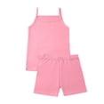 thumbnail image 4 of Amidoa Girls Summer 2 Piece Outfits Kids Solid Color Spaghetti Straps and Shorts Casual Cute Clothing Sets Pink Size 7, 4 of 8