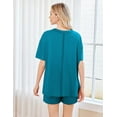 thumbnail image 6 of Ekouaer Women's 2 Piece Pajama Sets Short Sleeve Lounge Sets Soft Round Neck Top and Shorts Sleepwear, 6 of 7