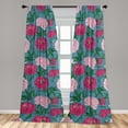 thumbnail image 4 of Ambesonne Floral Vintage Curtains, Colorful Peony Bloom, Pair of 28"x84", Rose Magenta Slate Blue, 4 of 5