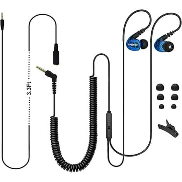 Joymiso 16Ft Extra Long Cord Earbuds Headphones for TV PC Laptop with Mic, Volume Control, Spring Coil Wire & Extension Cable, 3.5mm Wired Over Ear in-Ear Computer Earphones for Kids Women Small Ears
