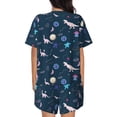 thumbnail image 3 of Bingfone Space Dinosaur Print Pajamas Sets for Women Soft Short-Sleeved Pjs with Lounge Shorts Two Piece Sleepwear, 3 of 8