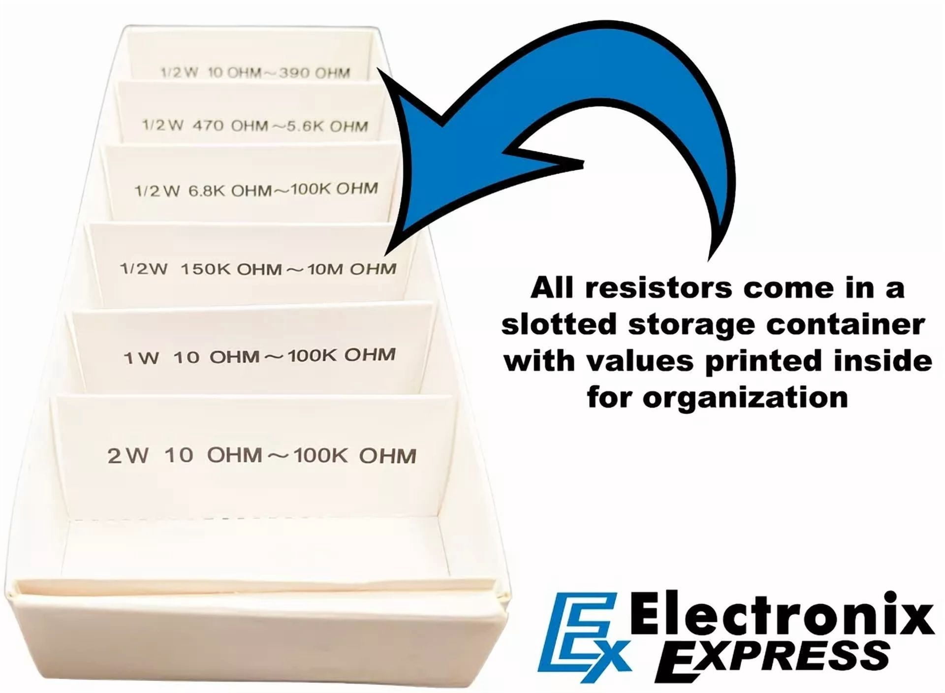 CIRCLE- 340 Piece Resistor Kit - Includes Assortment Of ½ Watt, 1W, And 2W Resistors