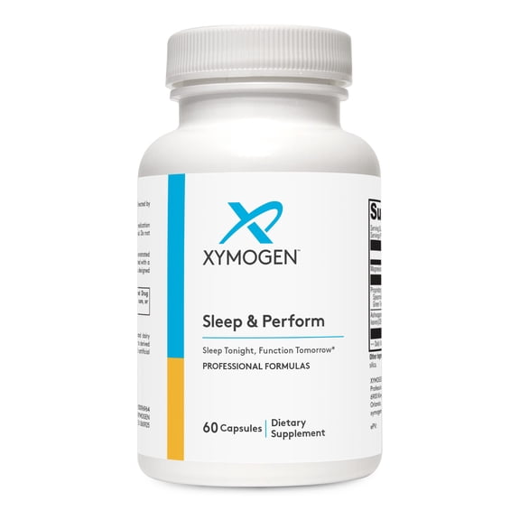 XYMOGEN Sleep & Perform - Magnesium & Ashwagandha Supplement for Sleep & Brain Performance Support - Chelated Magnesium with Shoden Ashwagandha - 60 Capsules