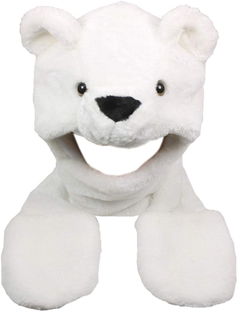 gloves White Polar Bear Hat with Hand Pockets fits American Girl Dolls scarf