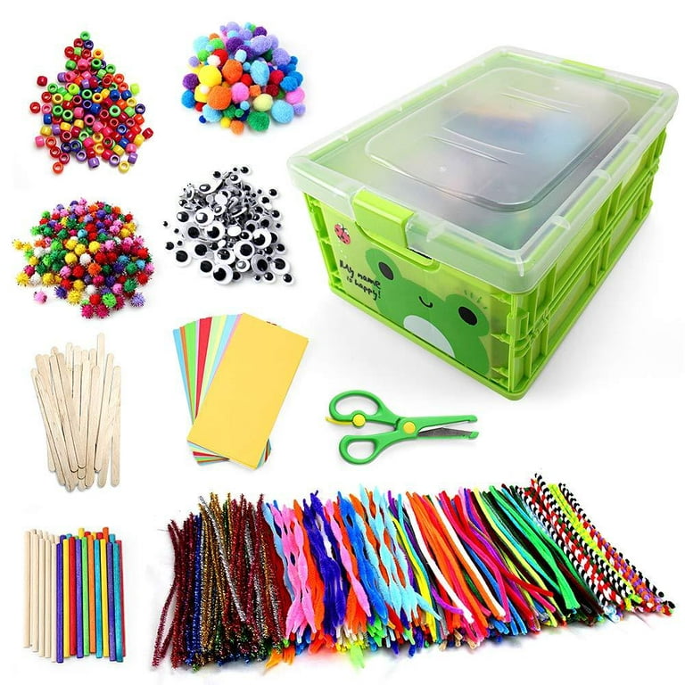 N&T NIETING 1212Pcs Arts and Crafts for Kids Ages 8-12 - DIY Kids Arts  Crafts Supplies Kit for Toddlers with Pipe Cleaners, Pony Beads, Pom Poms,  Wiggle Googly Eyes, Folding Storage Box