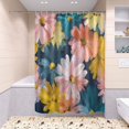 thumbnail image 6 of 4-Piece Bathroom Set with Waterproof Shower Curtain with Non-Slip Bath Mat, U-Shaped Mat & Toilet Lid Cover Oversized Daisies, 6 of 8