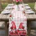 thumbnail image 4 of Red Gnomes Table Runner - 120 Inch Long Valentine Roses Love Leaves Pink Plaid Cotton and Linen Blended Dress Scarves Farmhouse Table Runner for Kitchen Dining, Coffee Table, 13" x 120", 4 of 8