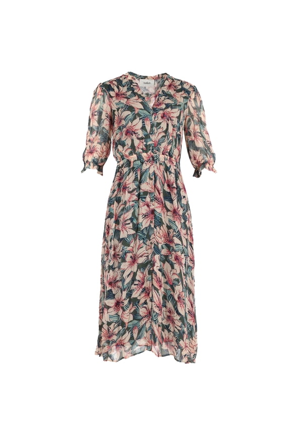 Pre-Owned Ba&Sh Betty Midi Dress in Floral Print Viscose