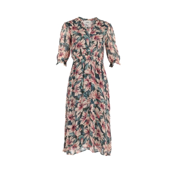Pre-Owned Ba&Sh Betty Midi Dress in Floral Print Viscose