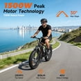 thumbnail image 2 of 26" Fat Tire Electric Bike for Adults, 750W Motor (1500W Peak), 48V 15.6Ah Removable Battery, UL 2849 Certified Off-Road Ebike, 7-Speed Dual Disc Brakes, Black, 2 of 10