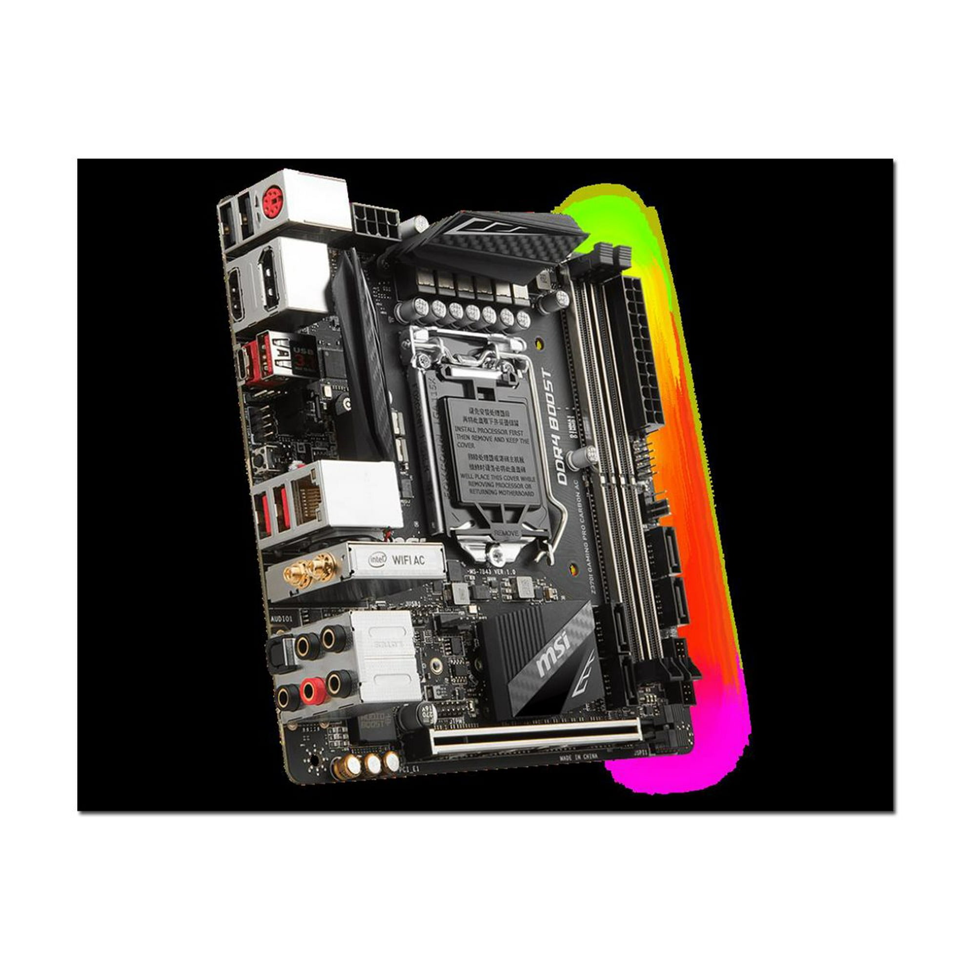 MSI Z370I GAMING PRO CARBON AC Motherboard mini ITX LGA1151 Socket Z370 Chipset USB 3.1 Gen 1 USB C Gen2 USB 3.1 Gen 2 Bluetooth Gigabit LAN